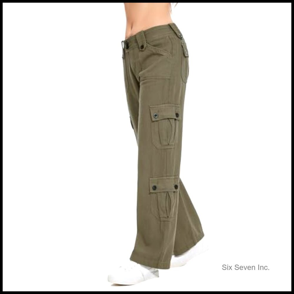 Straight Wide Leg Cargo Jeans Vintage Y2K Baggy Pants Relaxed Fit Flap Pocket - Picture 4 of 7